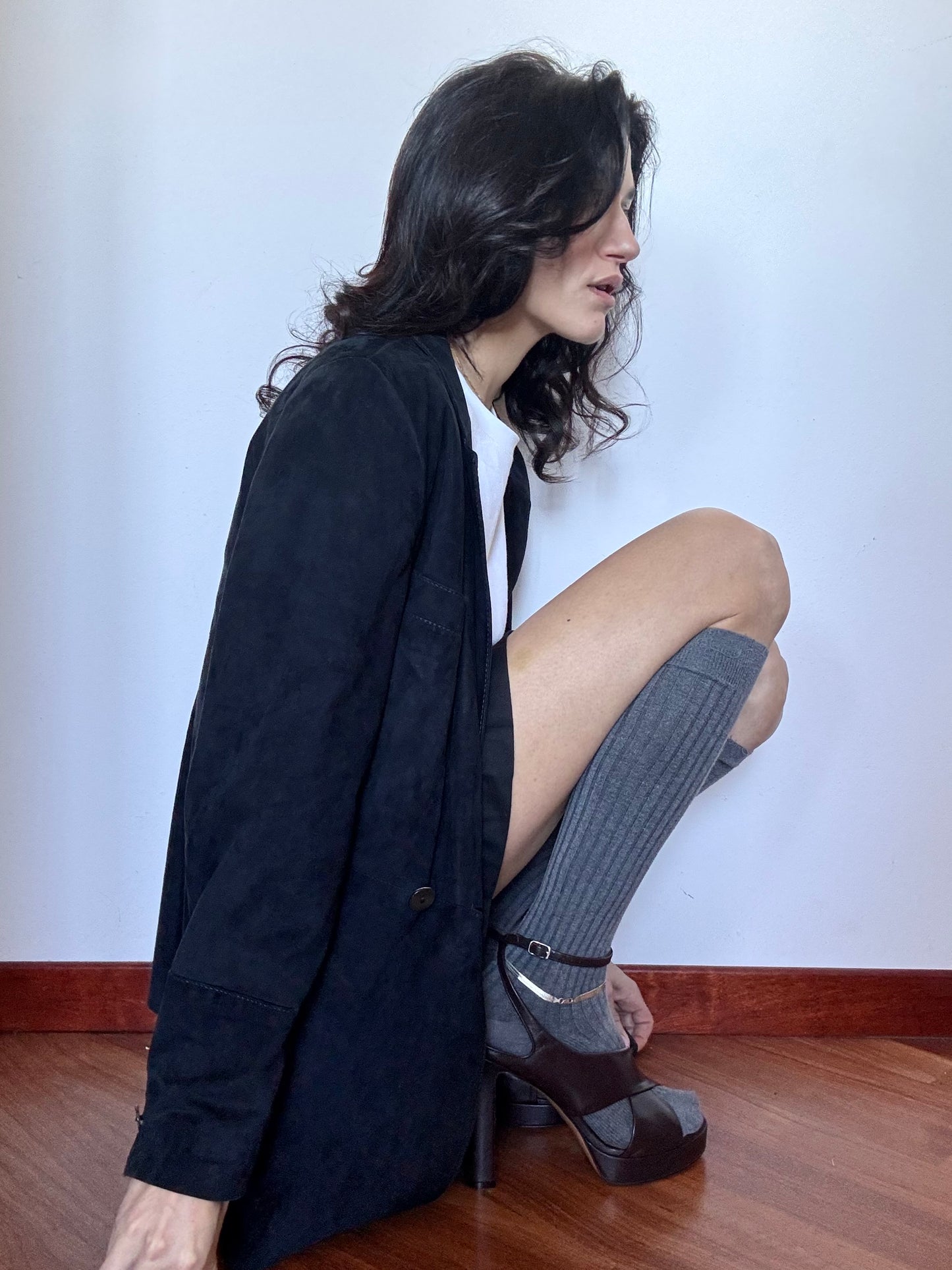 Deep blue suede blazer