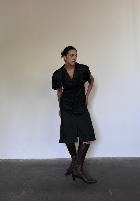Black linen dress