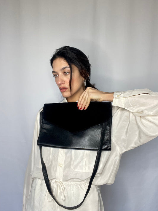 Velvet & leather bag