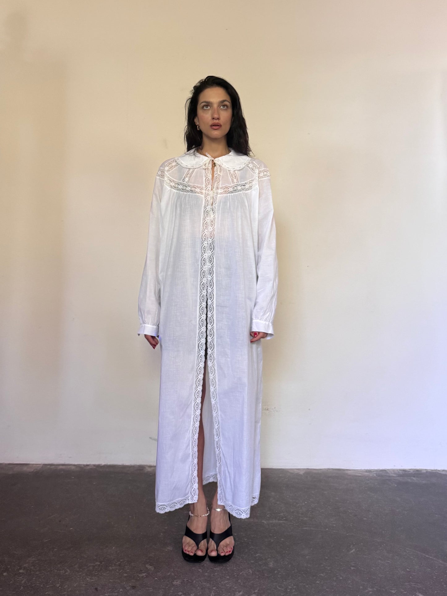 Long cotton embroidered nightie
