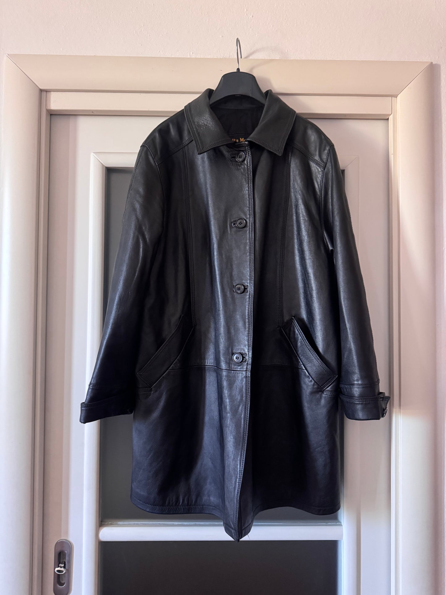 Black leather coat