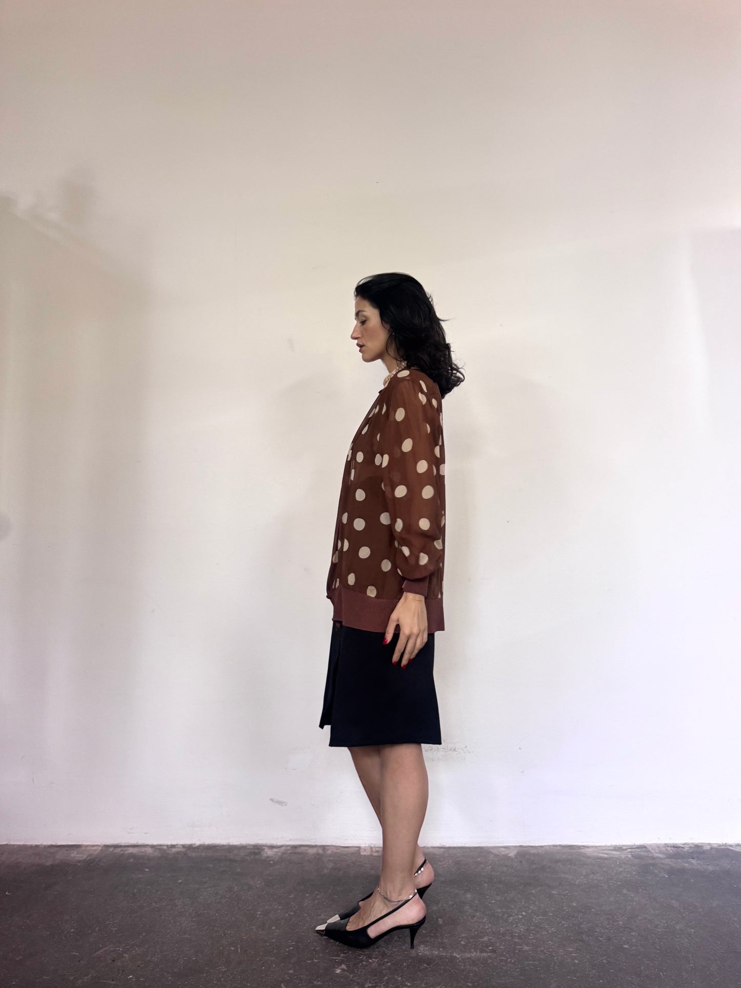 Polka dots silk blouse