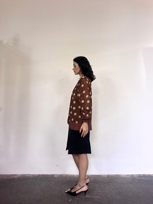 Polka dots silk blouse