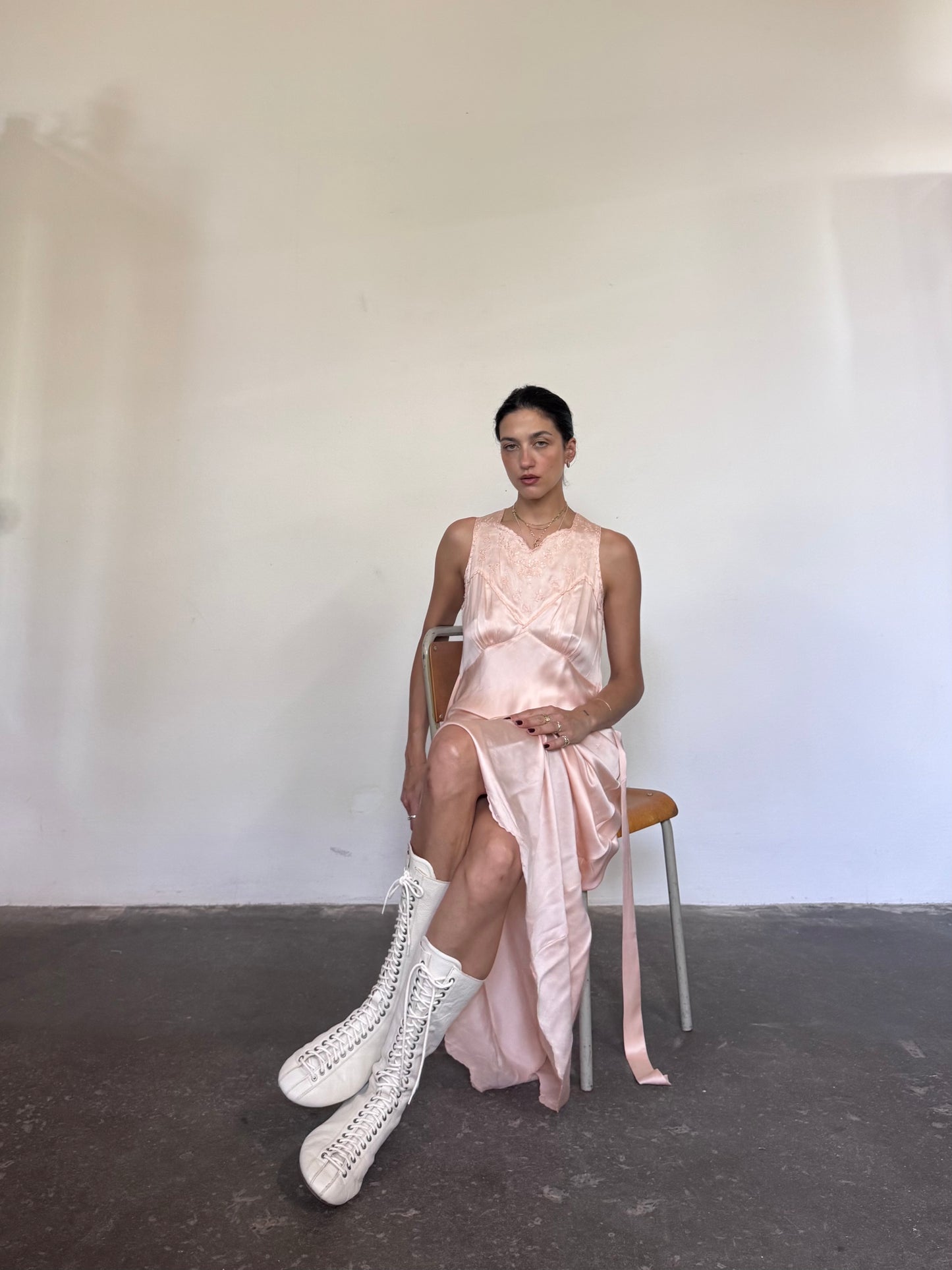 Antique pink silk nightgown