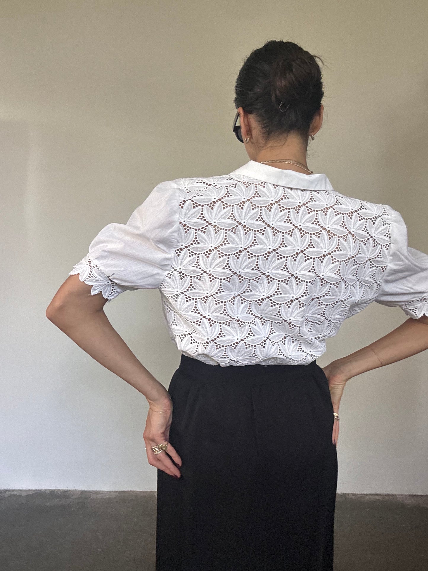 Embroidered white cotton shirt