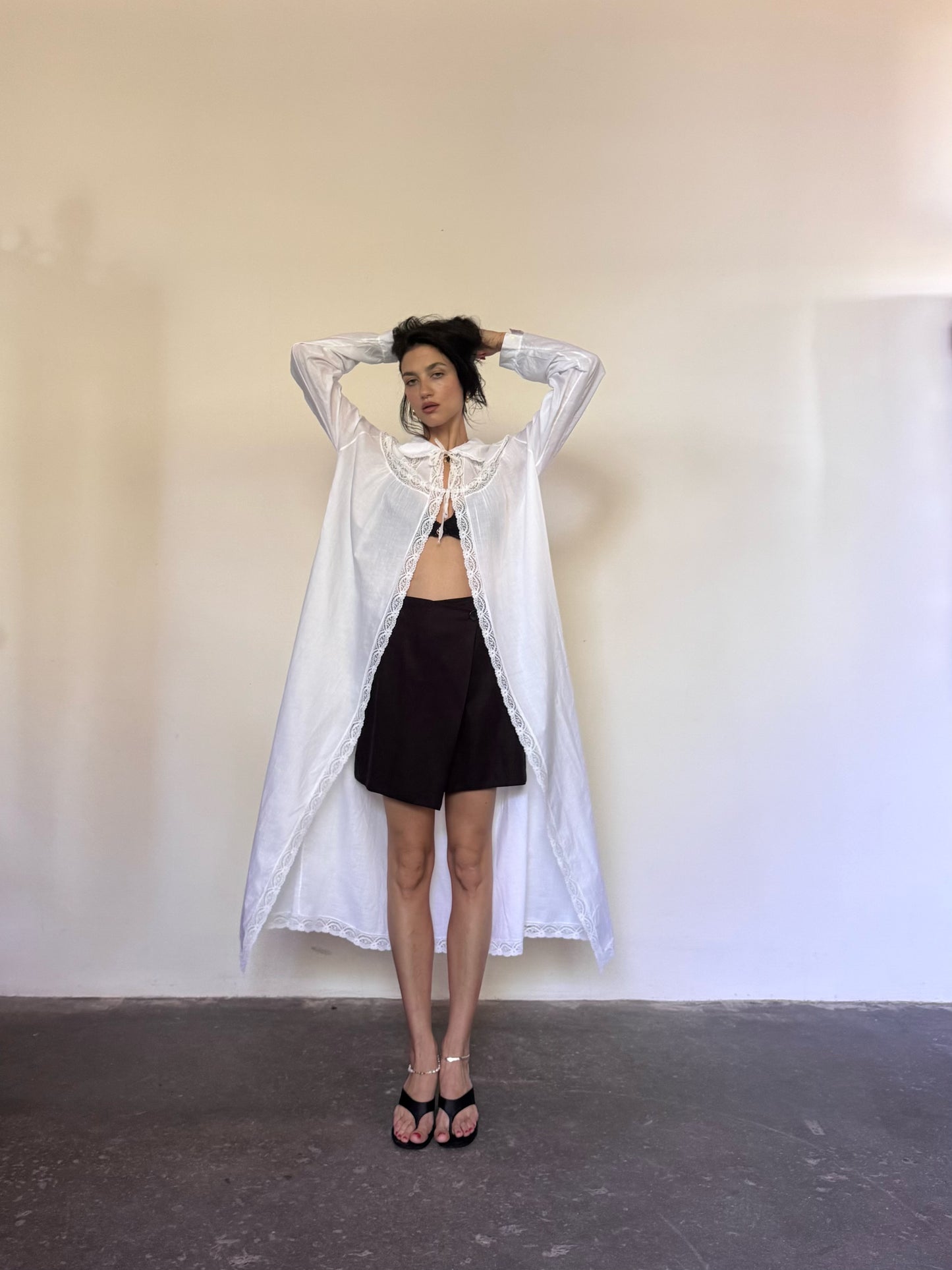 Long cotton embroidered nightie