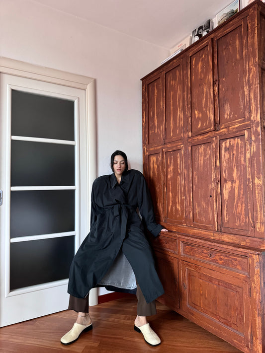 Dark blue trenchcoat