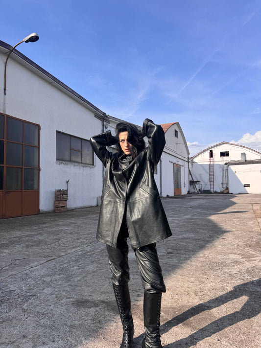 Black leather coat