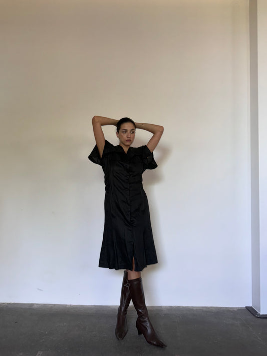Black linen dress