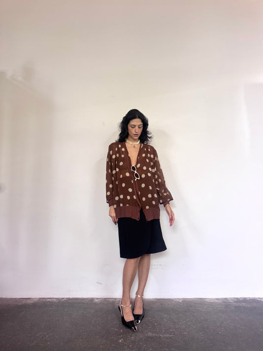 Polka dots silk blouse