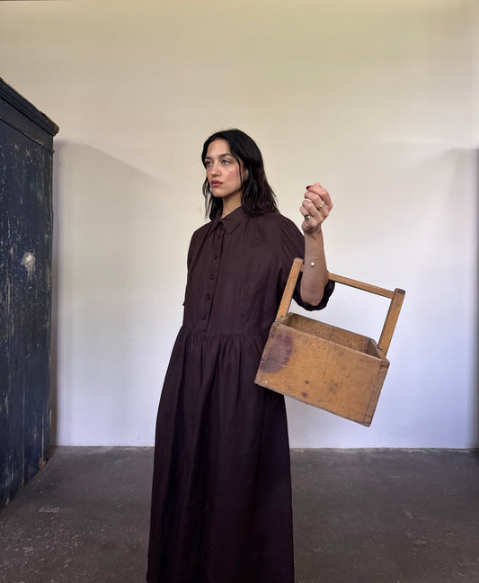 Brown linen dress