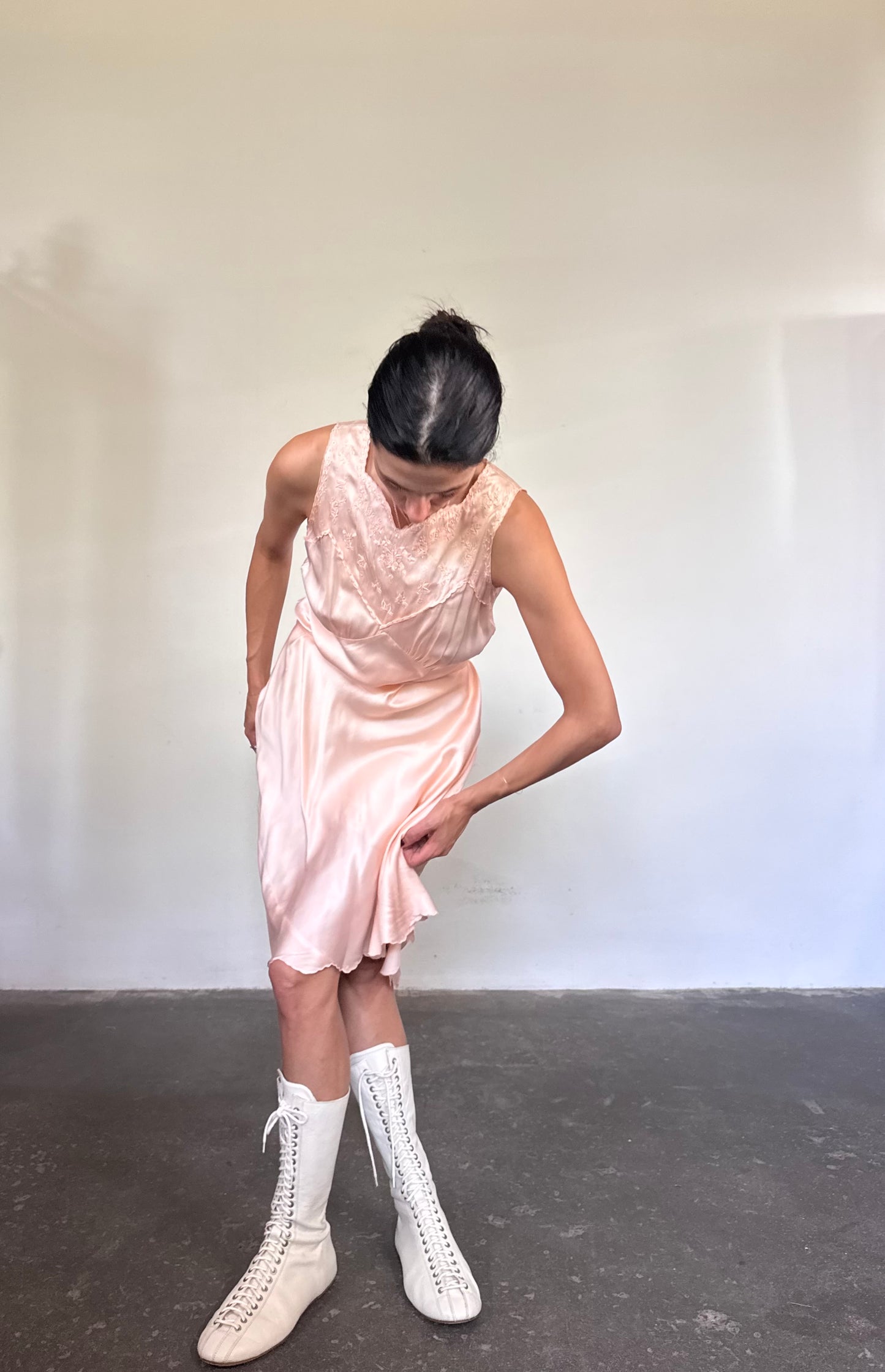 Antique pink silk nightgown