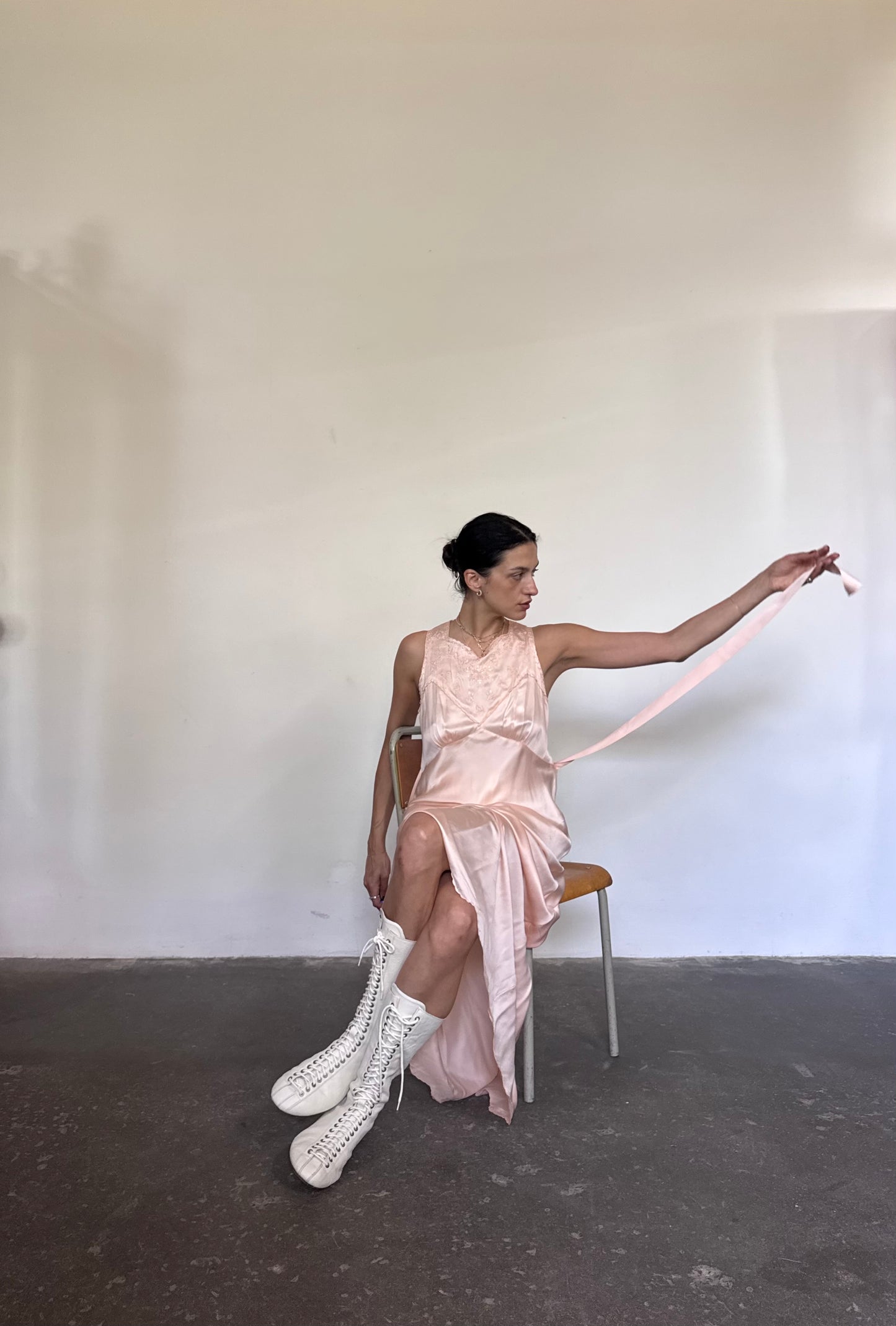 Antique pink silk nightgown