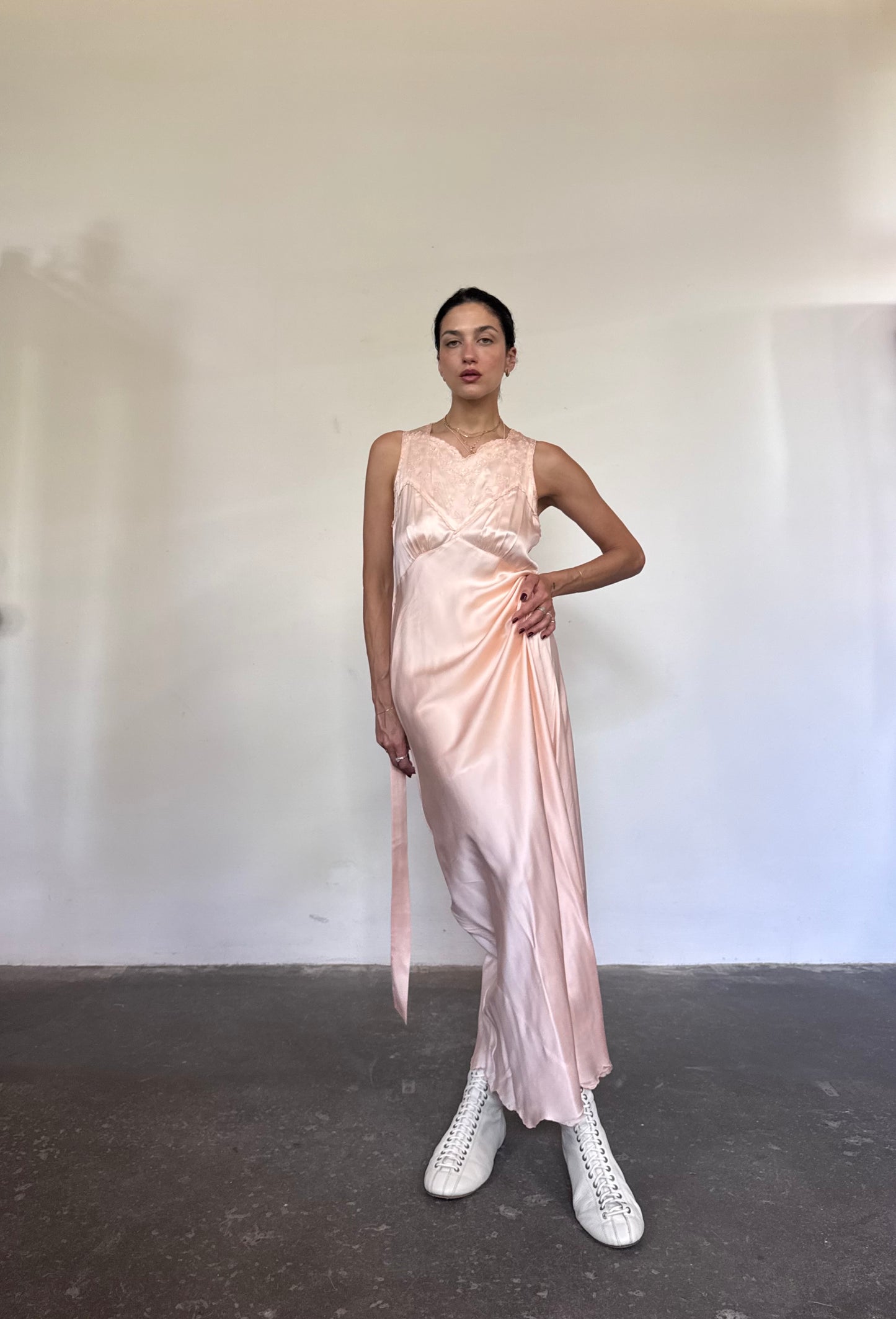 Antique pink silk nightgown