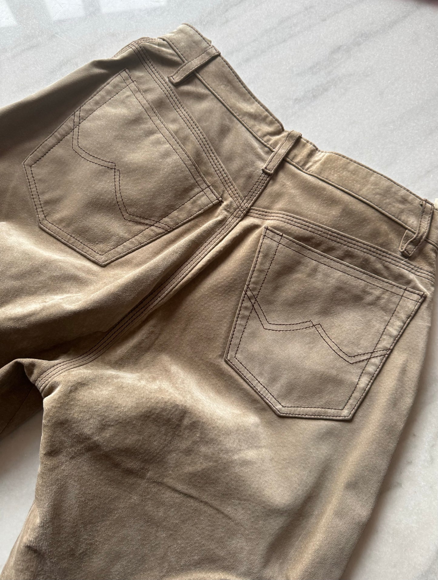 Sand suede pants