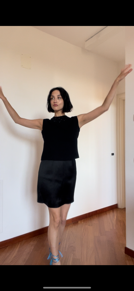 Black silk skirt