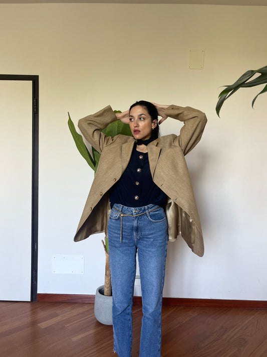 Sand linen blazer