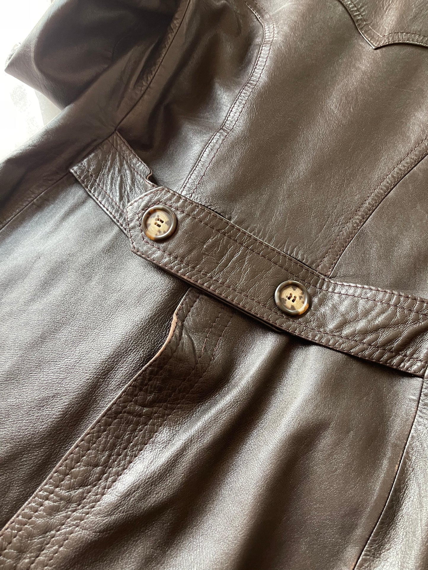 Dark brown leather trenchcoat