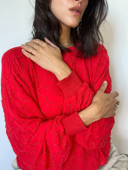 Silk red passion blouse