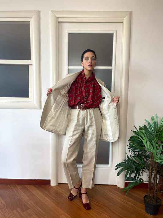 Linen sand mannish suit