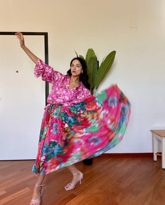 Cotton floral maxi skirt