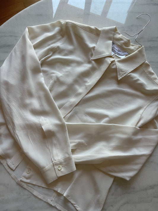Pure silk cropped shirt