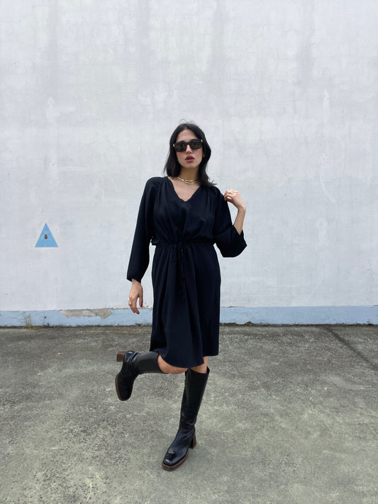 Genny black silk dress