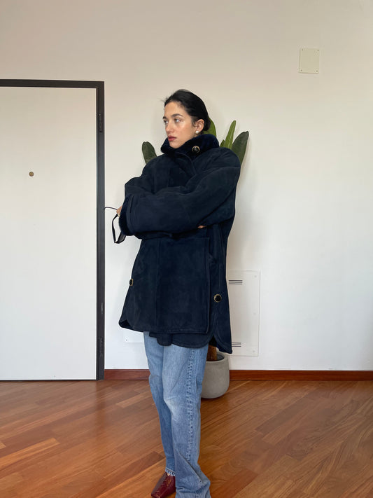 Deep blue original shearling