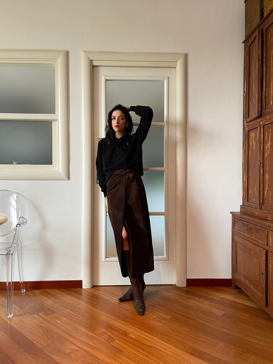 Fondente leather skirt