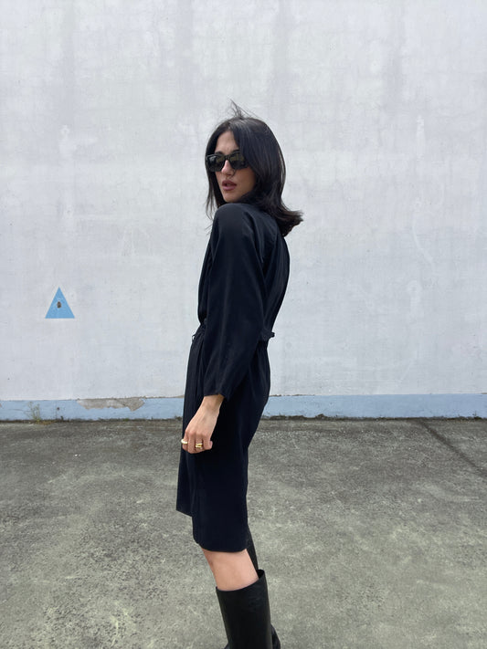 Genny black silk dress