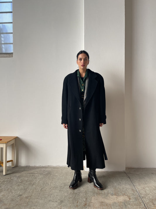 Oversized black wool coat