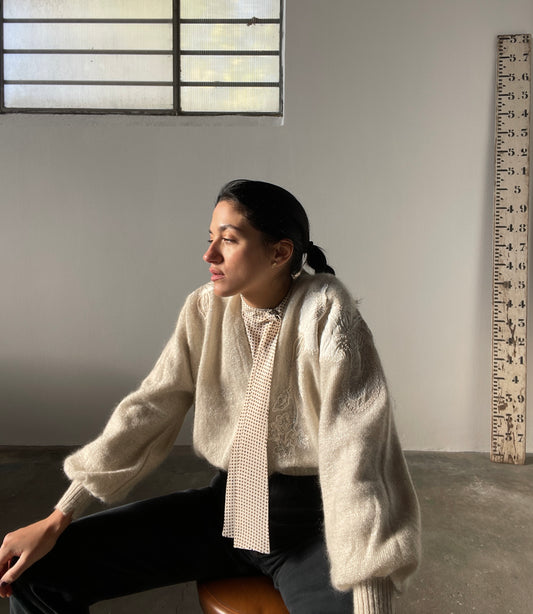 Snow silk & mohair cardigan