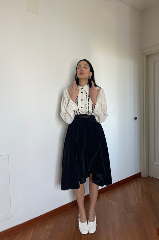 Black velvet skirt