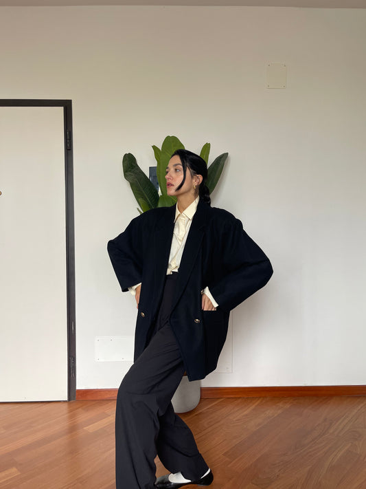 Max Mara black wool Caban